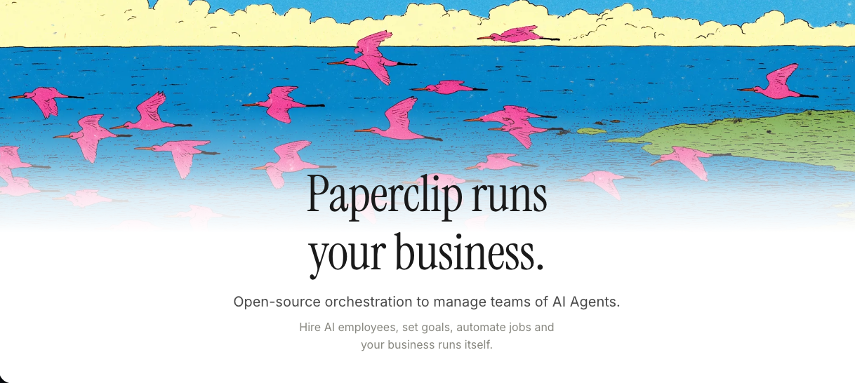 Paperclip dashboard screenshot showing an agent company management interface with tasks and organizational controls