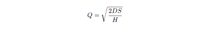 Q = sqrt((2DS)/H)
